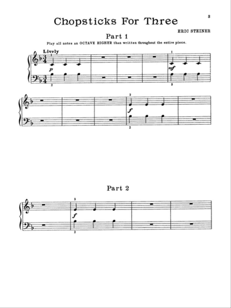 Chopsticks For Three - One Piano, Six Hands