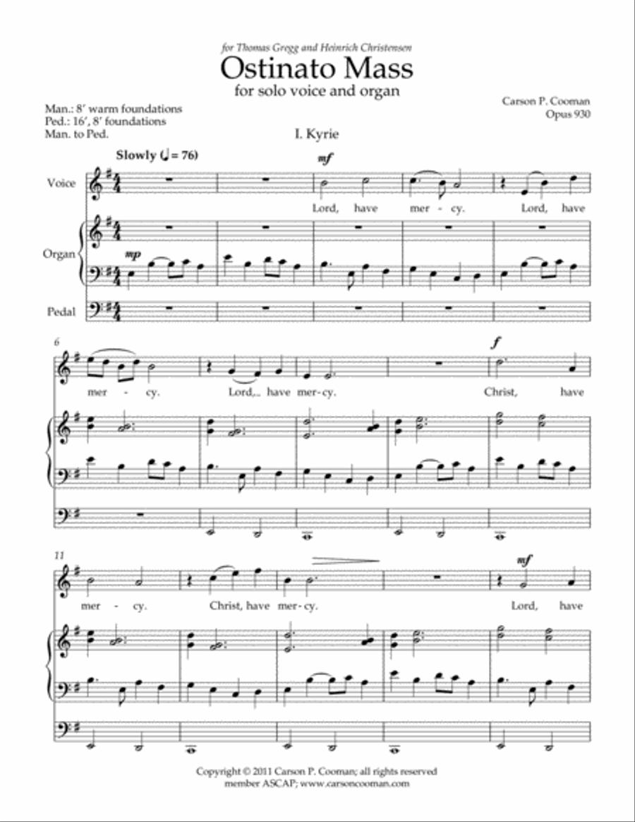 Ostinato Mass Voice scores gallery preview page 1