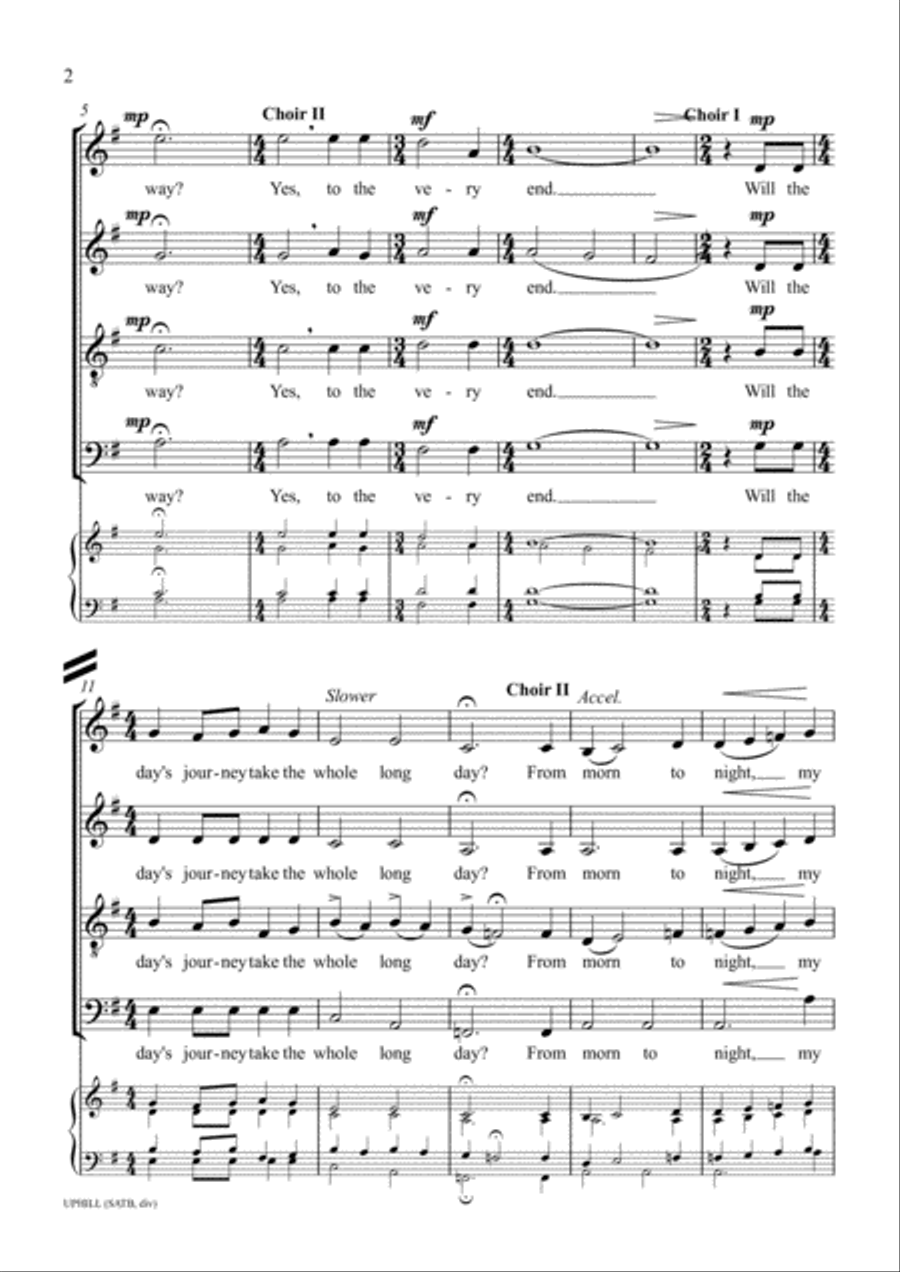 Uphill (SATB, div.) 4-Part scores gallery preview page 2