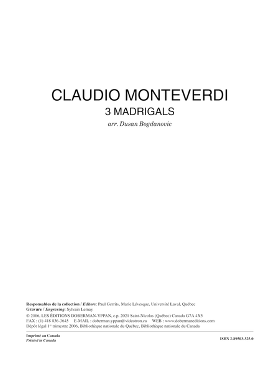 3 Madrigals 3 Madrigals Classical Guitar scores gallery preview page 1
