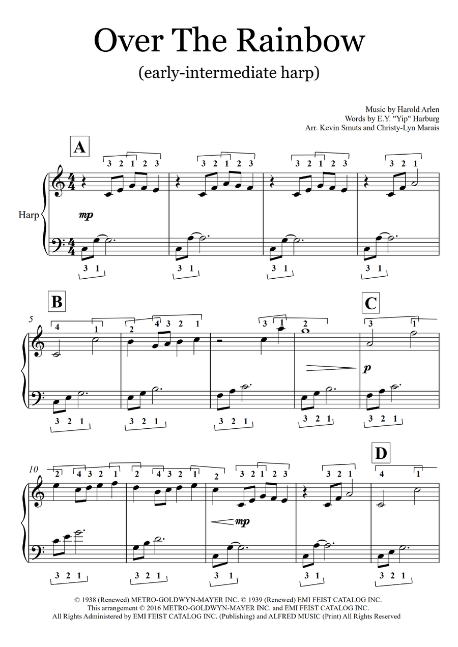 Over The Rainbow Harp scores gallery preview page 2