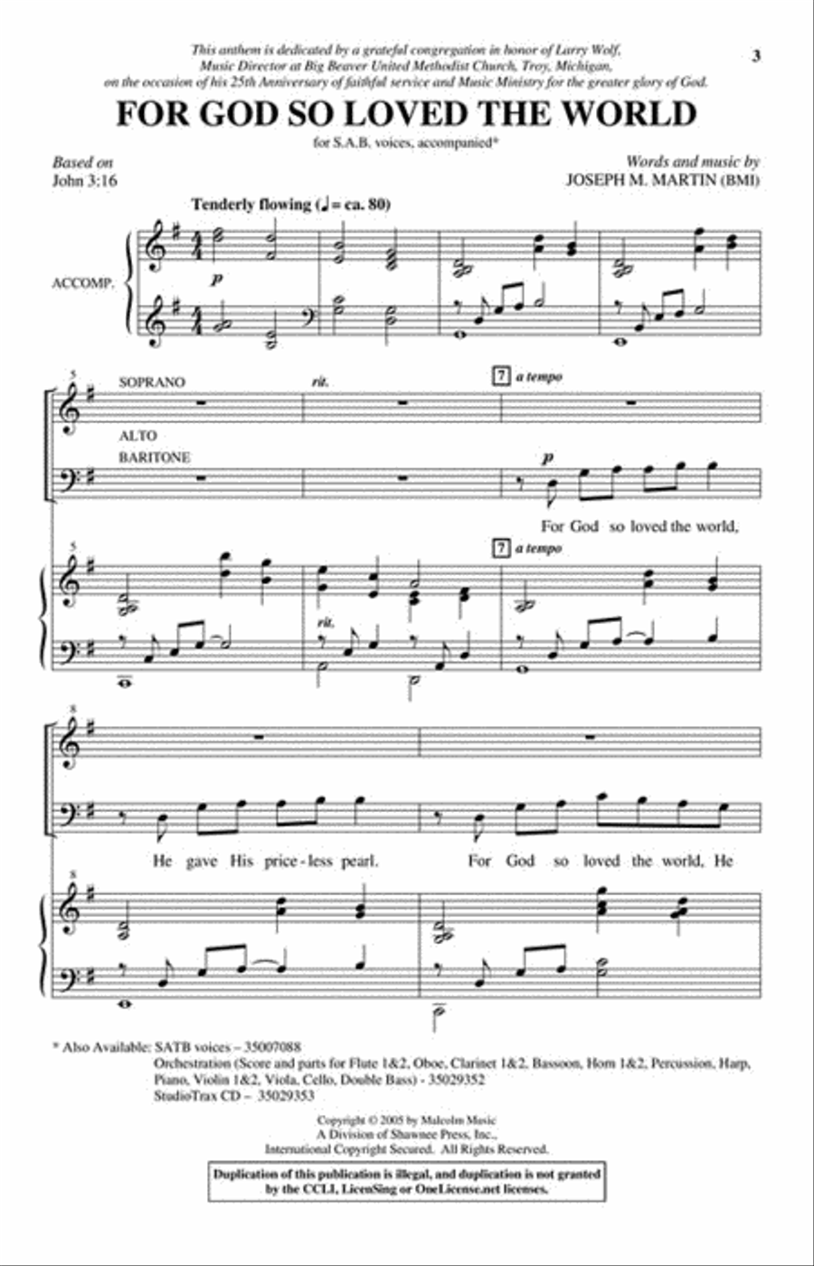For God So Loved the World 3-Part scores gallery preview page 2