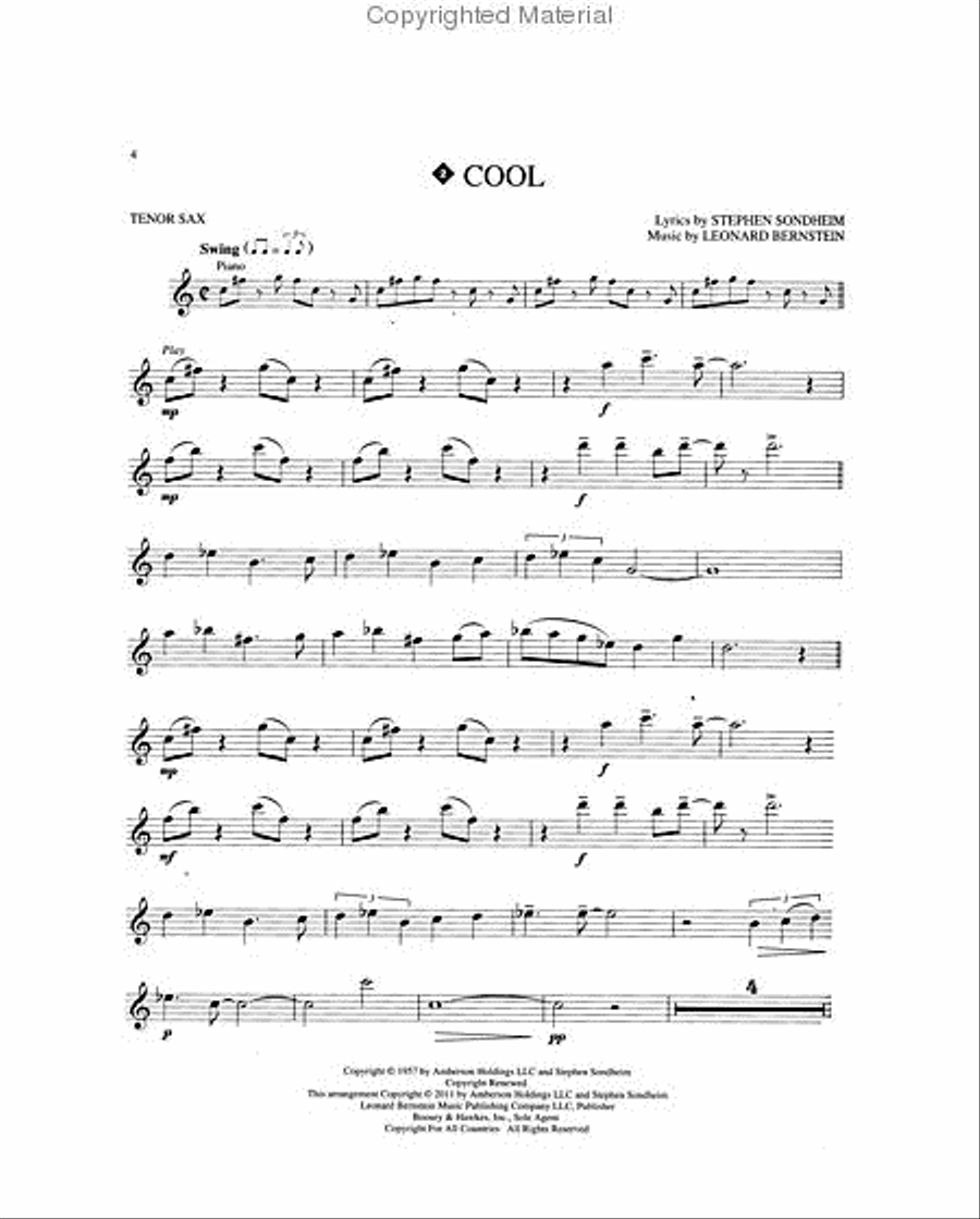 West Side Story for Tenor Sax Tenor Saxophone scores gallery preview page 3