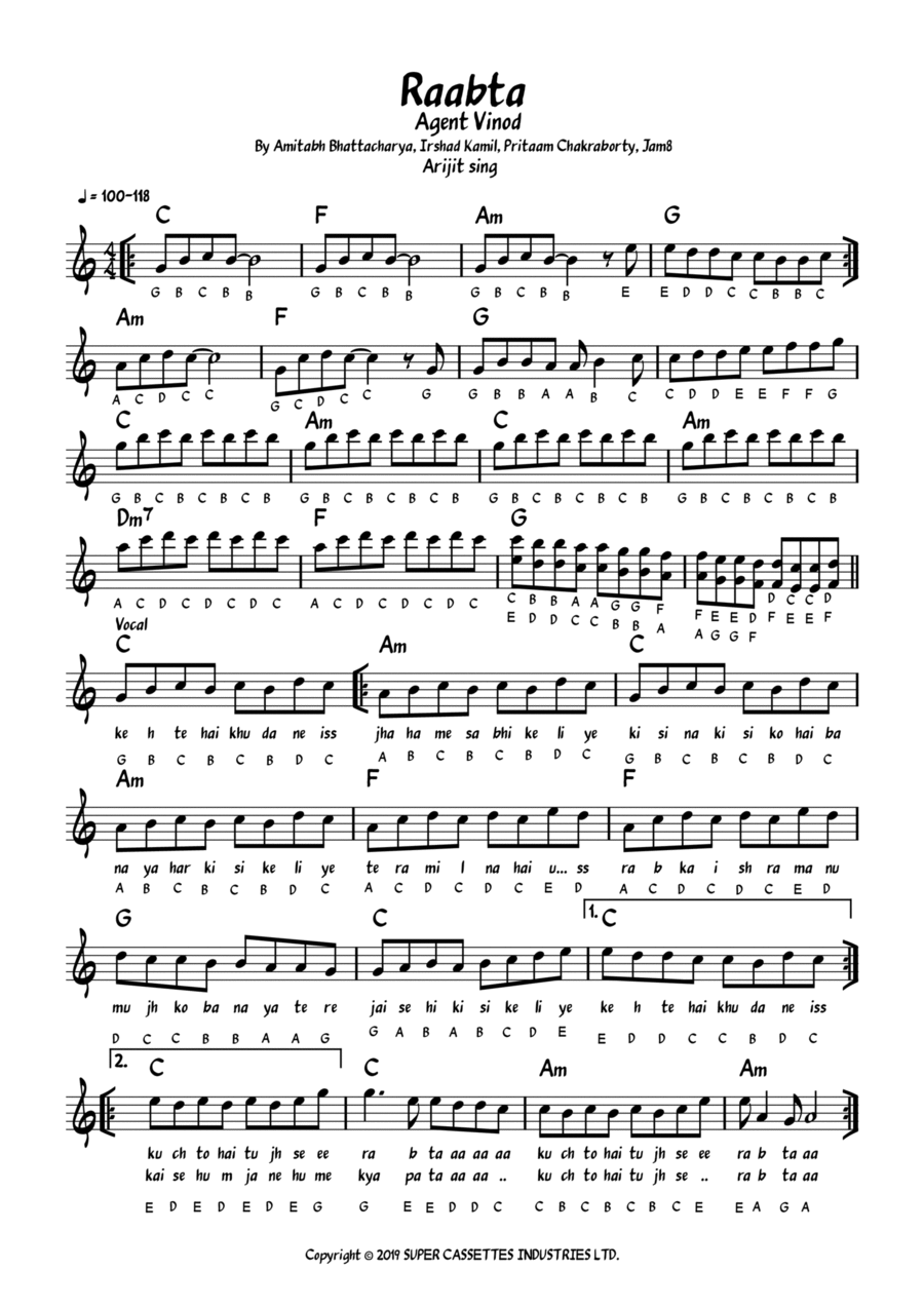 Raabta Piano scores gallery preview page 1