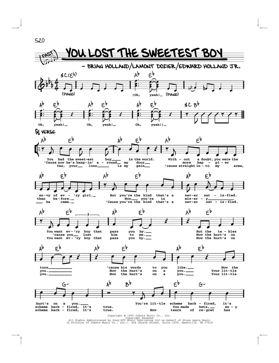 You Lost The Sweetest Boy Piano scores gallery preview page 1
