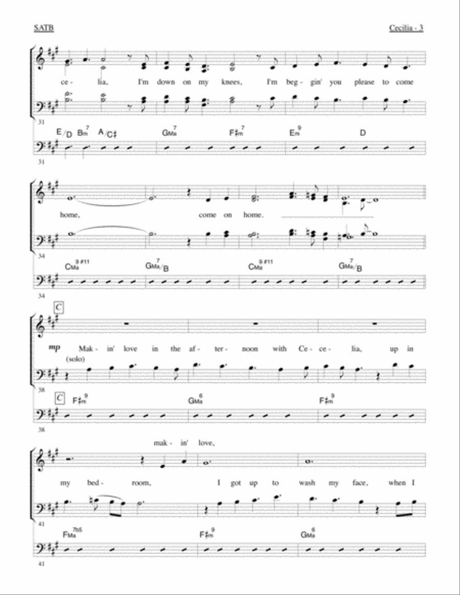 Cecilia 4-Part scores gallery preview page 6