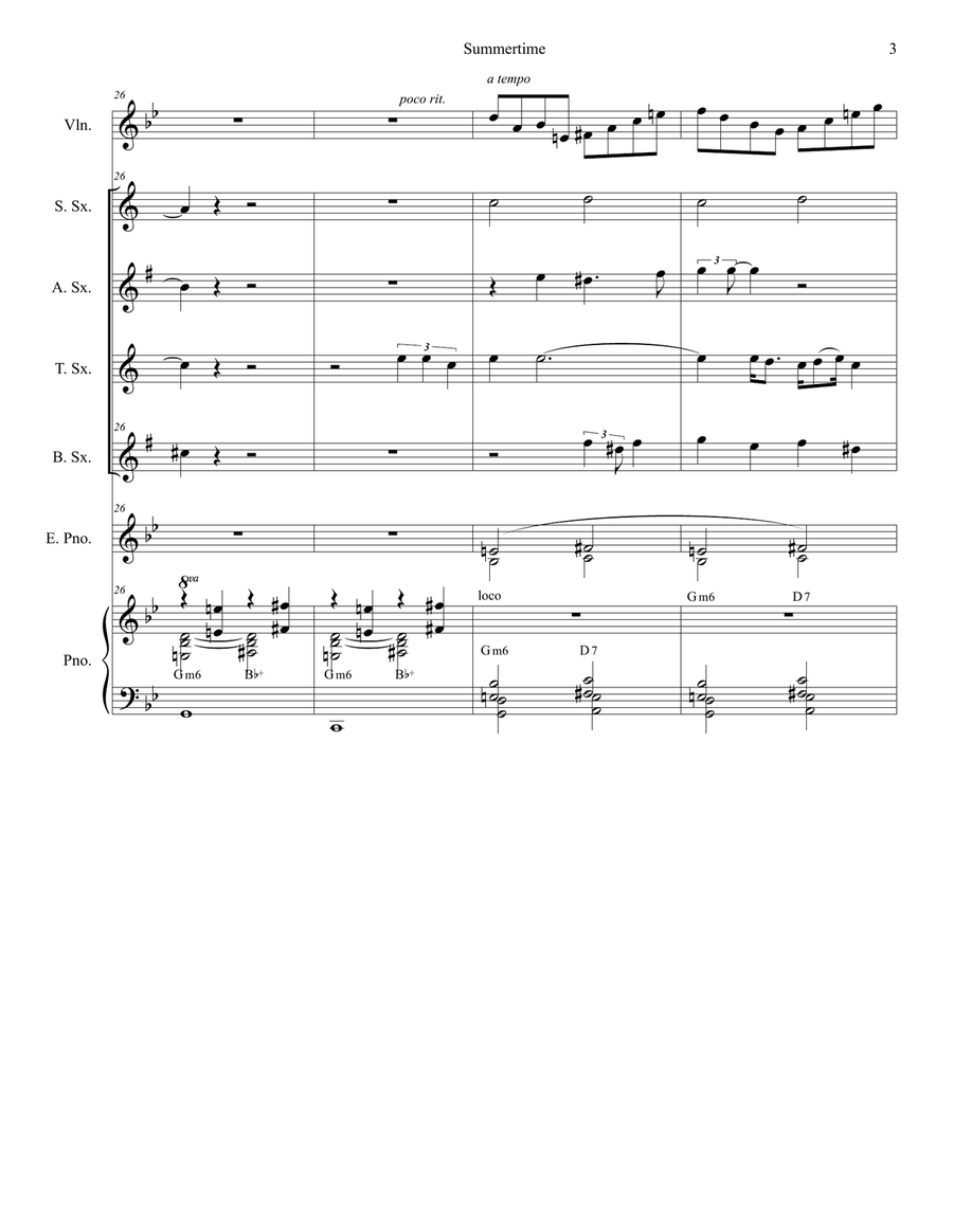 Summertime Summertime Saxophone Quartet scores gallery preview page 3