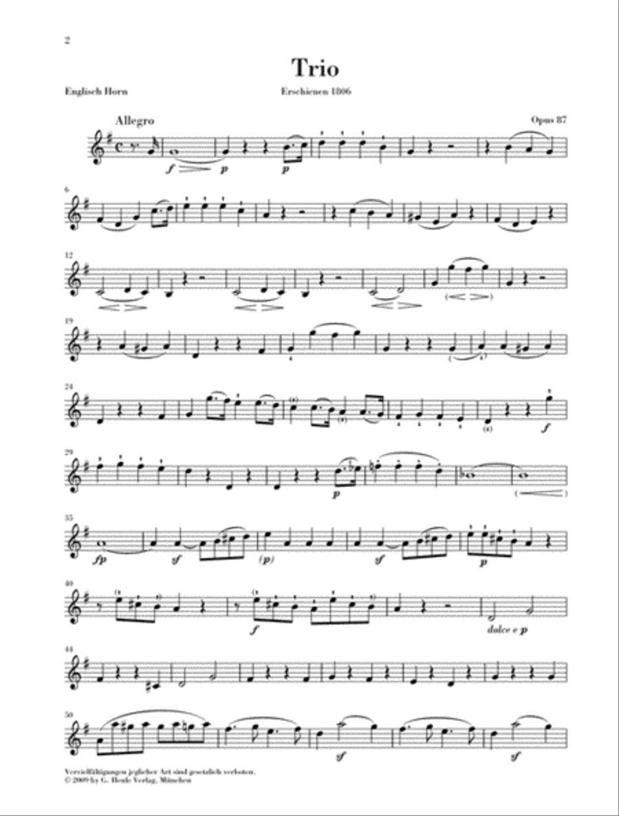 Trio in C Major, Op. 87/Variations in C Major, WoO 28 English Horn scores gallery preview page 4