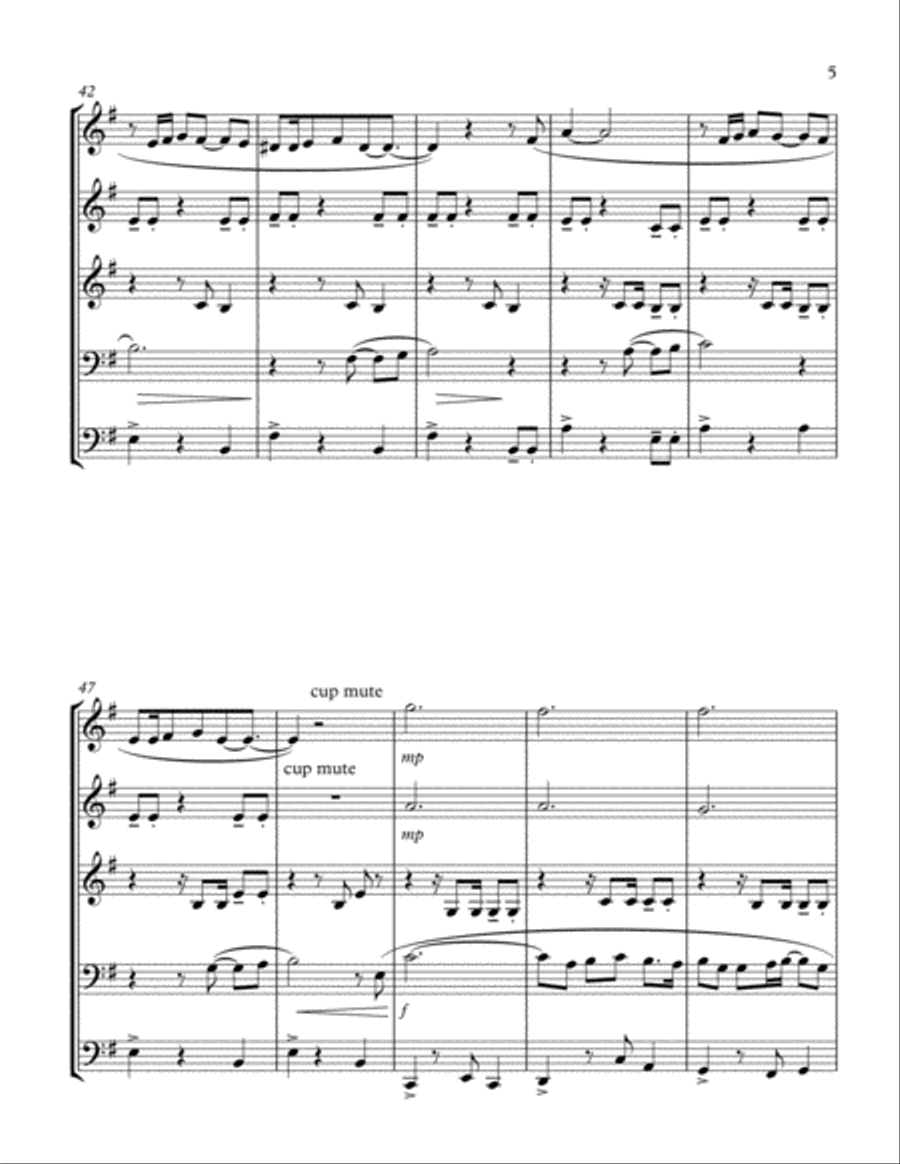 Mexican traditional Folk Pop: POR TI (by Oscar Chávez) for Brass Quintet arr. Martín Hernández S Brass Quintet scores gallery preview page 5