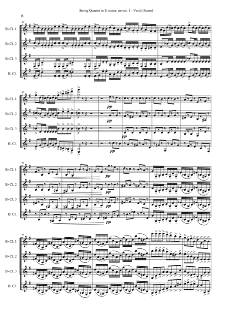 Quartet in E minor, mvmt.1 (Clarinet Quartet) Clarinet Quartet scores gallery preview page 6