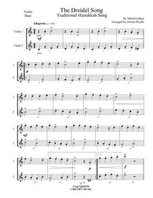 The Dreidel Song - Violin Duet - Intermediate