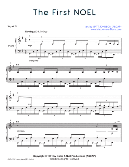 The First Noel ~ solo piano arrangement image number null