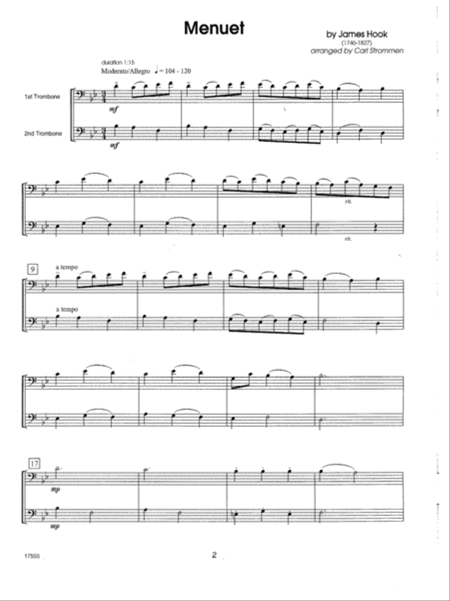 30 Melodious Duets-Trombone Trombone Duet scores gallery preview page 2