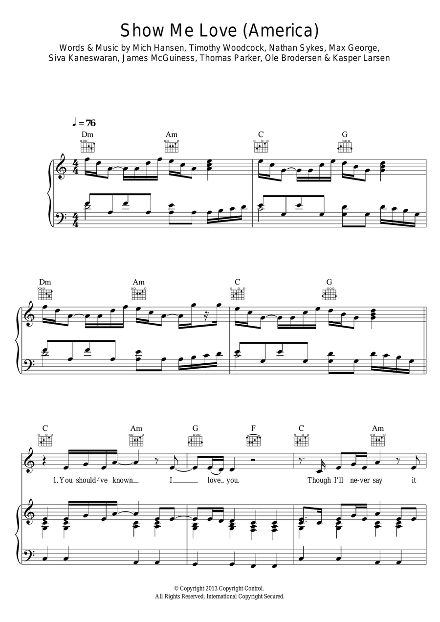 Show Me Love (America) Piano, Vocal scores gallery preview page 1