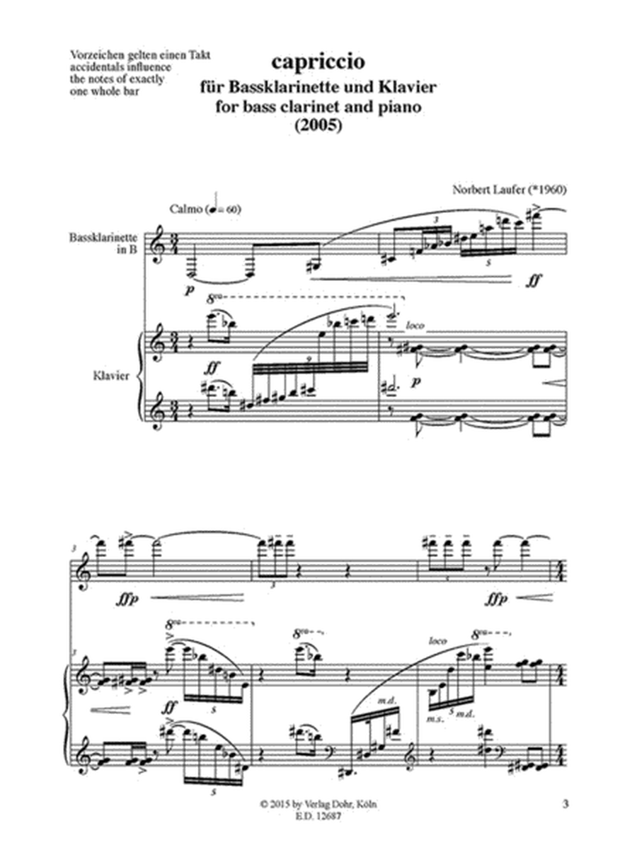Capriccio für Bassklarinette und Klavier (2005)