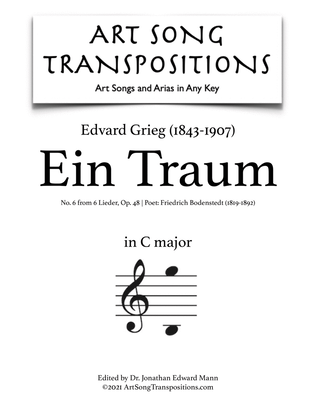 Book cover for GRIEG: Ein Traum, Op. 48 no. 6 (transposed to C major)