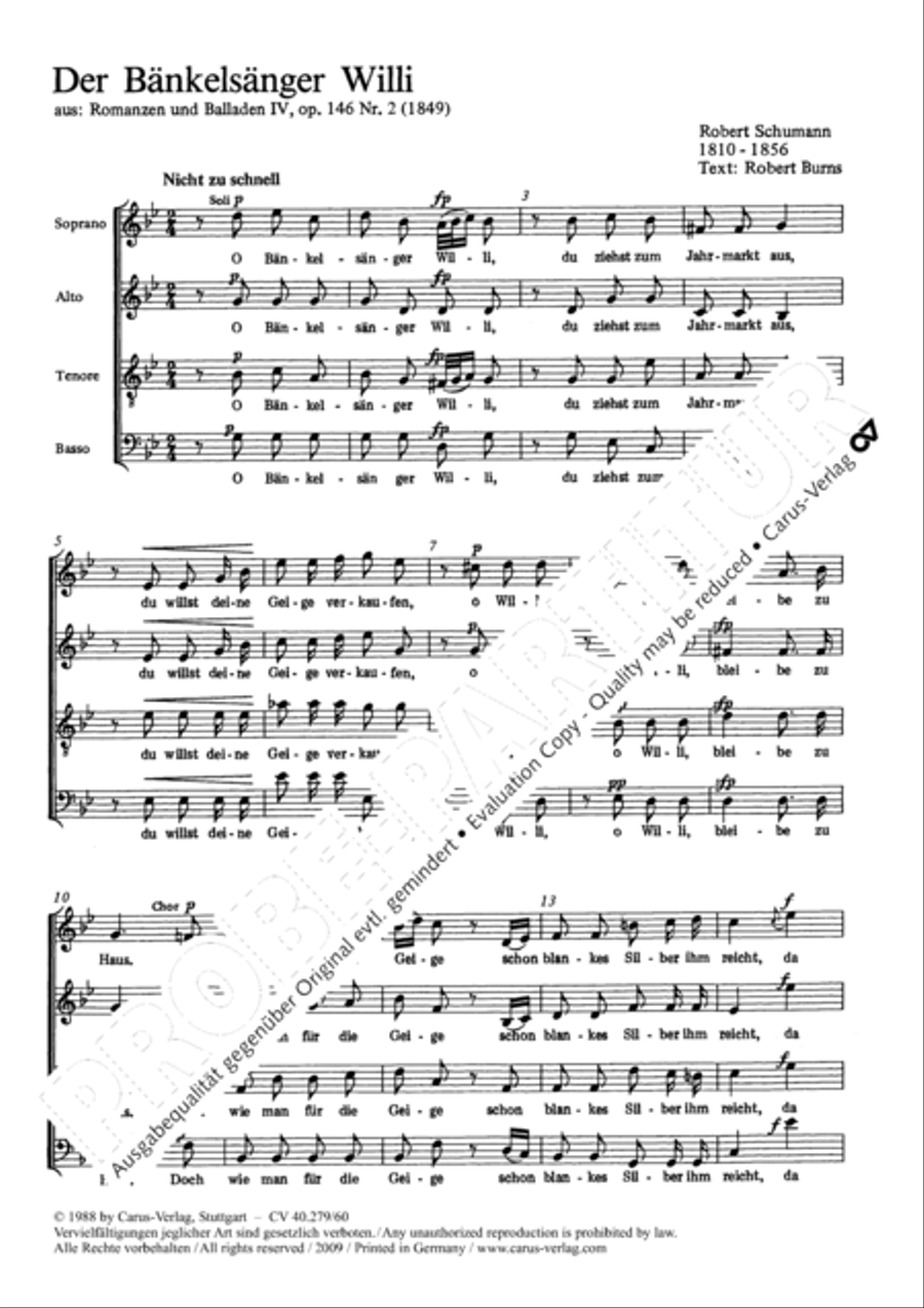 Der Bankelsanger Willi 4-Part scores gallery preview page 2