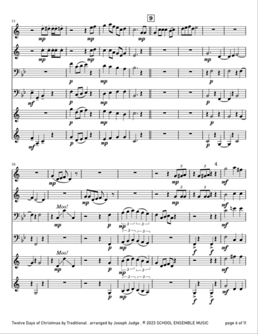 Twelve Days Of Christmas for Brass Quartet in Schools Brass Quartet scores gallery preview page 6