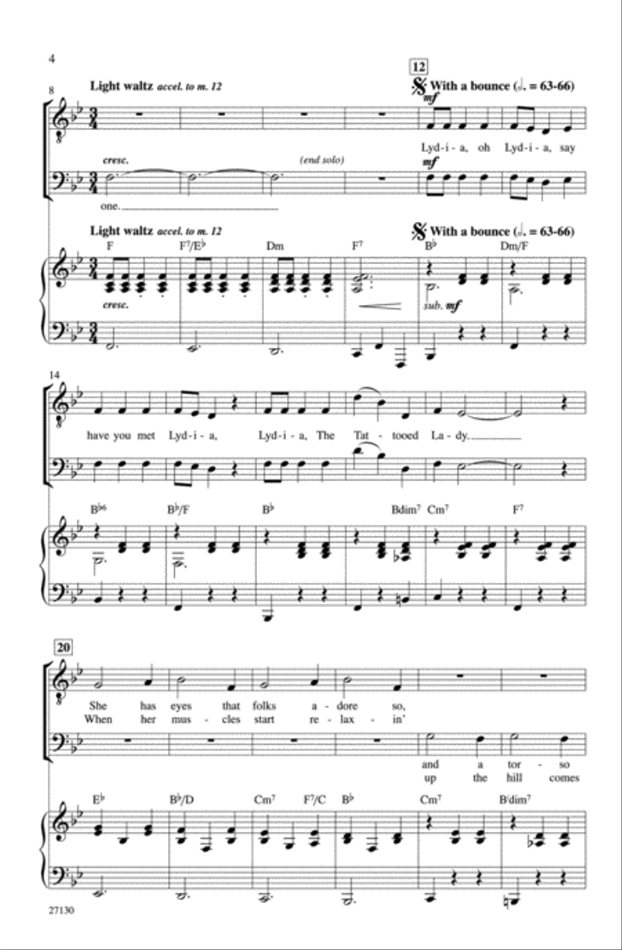 Lydia, the Tattooed Lady Men's Choir scores gallery preview page 3
