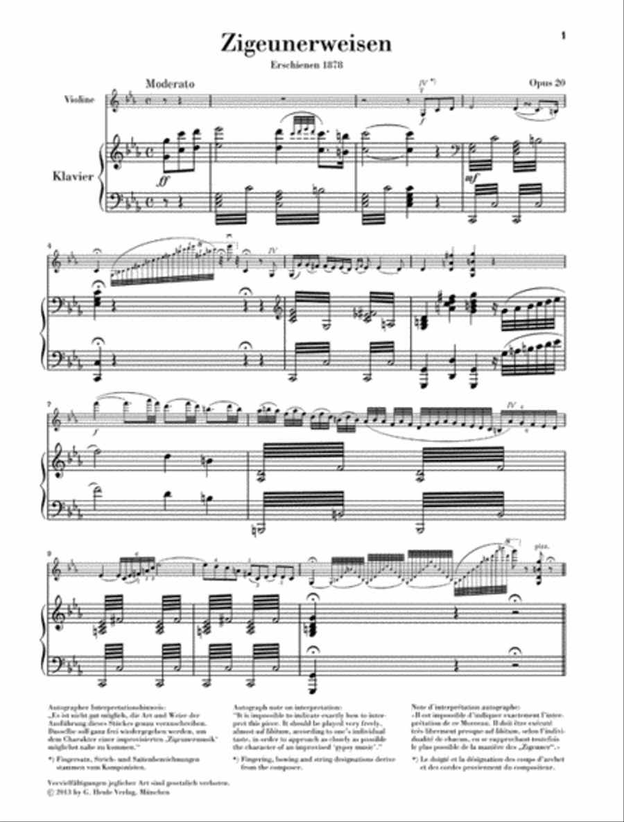 Gypsy Airs, Op. 20 (Zigeunerweisen Opus 20) Violin Solo scores gallery preview page 2
