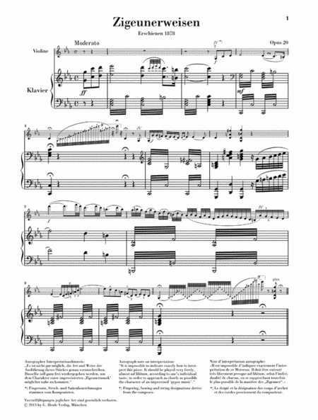 Gypsy Airs, Op. 20 (Zigeunerweisen Opus 20)