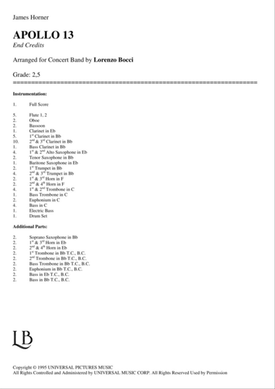 End Credits - Apollo 13 Concert Band scores gallery preview page 2