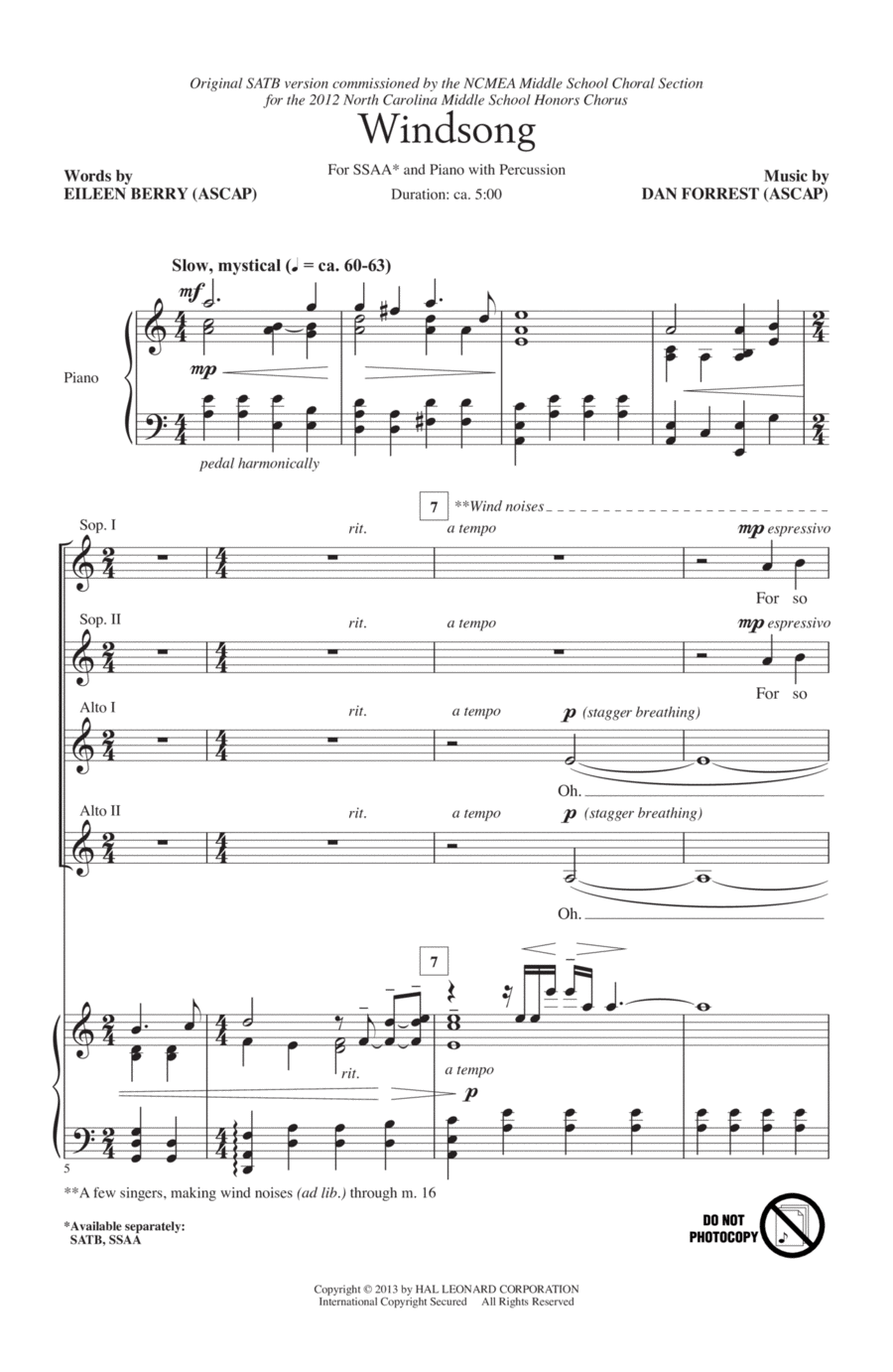 Windsong SSA scores gallery preview page 1