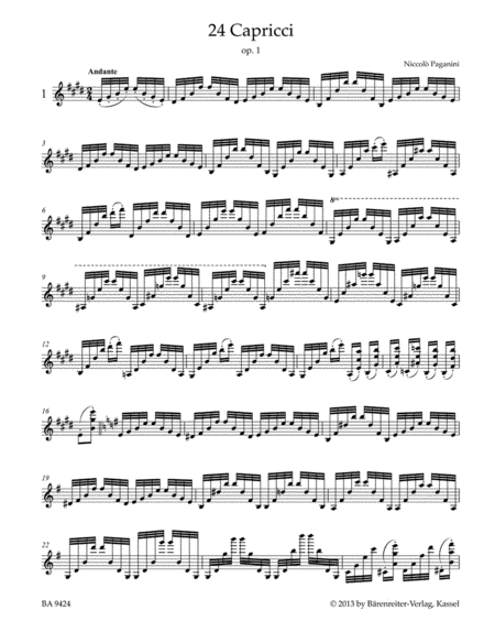 24 Capricci op. 1 / 24 Contradanze Inglesi for Violin solo