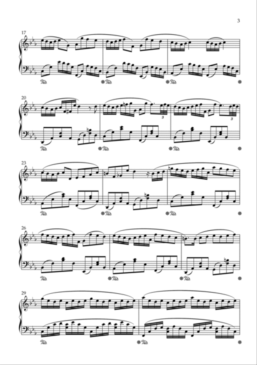 G minor Theme from: Prélude No. 2 in C Minor BWV 847 Piano Solo scores gallery preview page 3