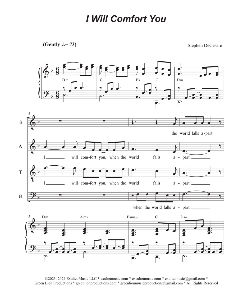 I Will Comfort You (Vocal Quartet - (SATB)
