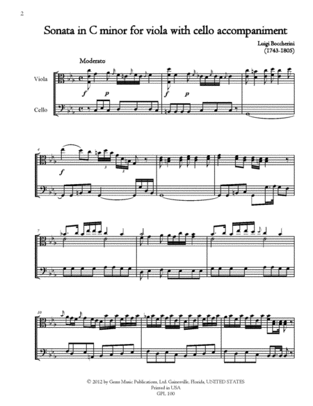 2 Sonatas for Viola with Cello accompaniment in C minor and C major