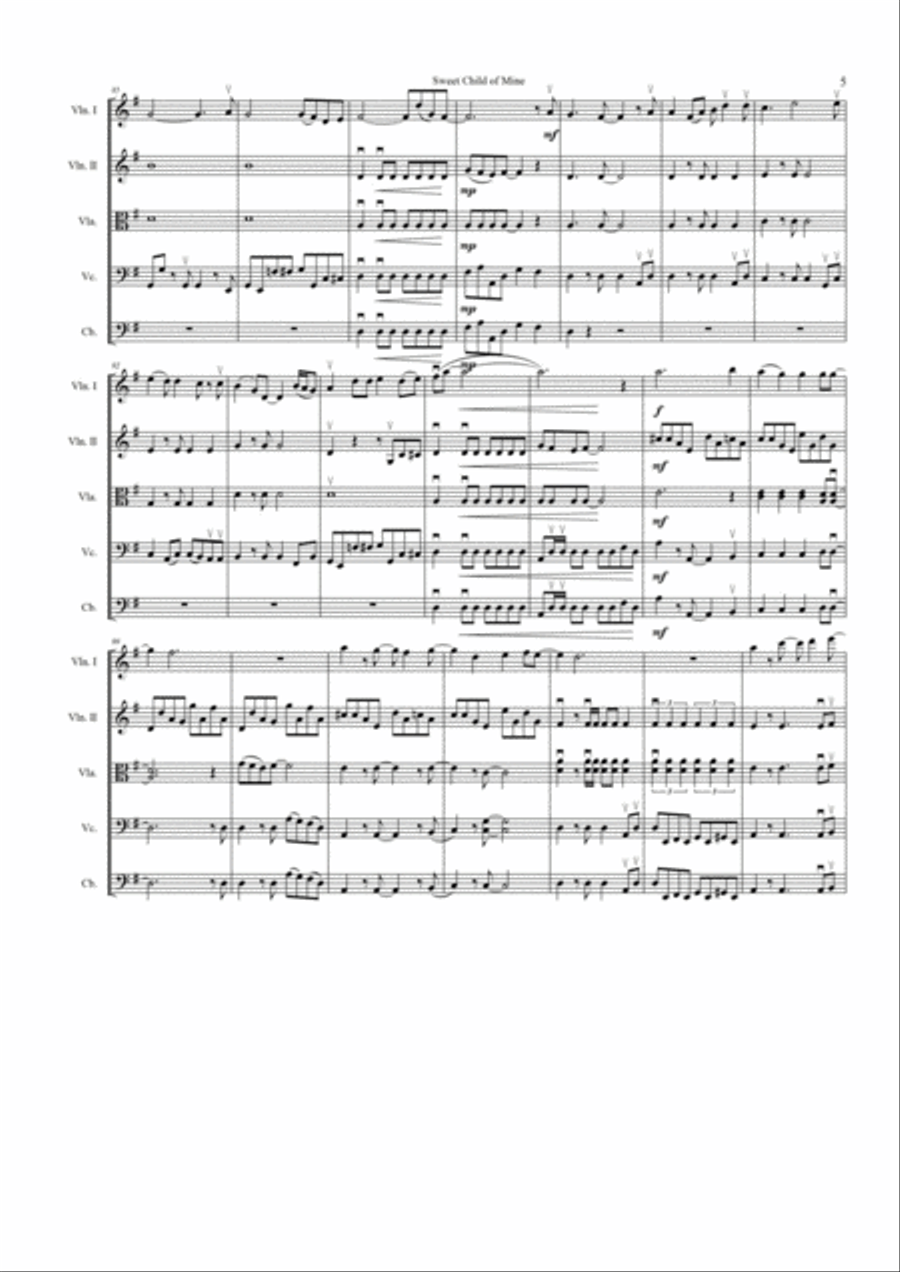 Sweet Child O' Mine Sweet Child O' Mine String Orchestra scores gallery preview page 5