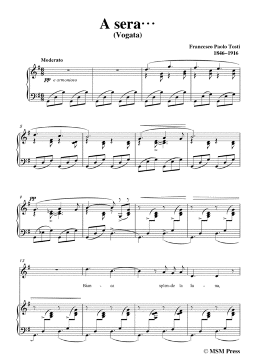 Tosti-A sera in G Major,for Voice and Piano Voice Solo scores gallery preview page 3