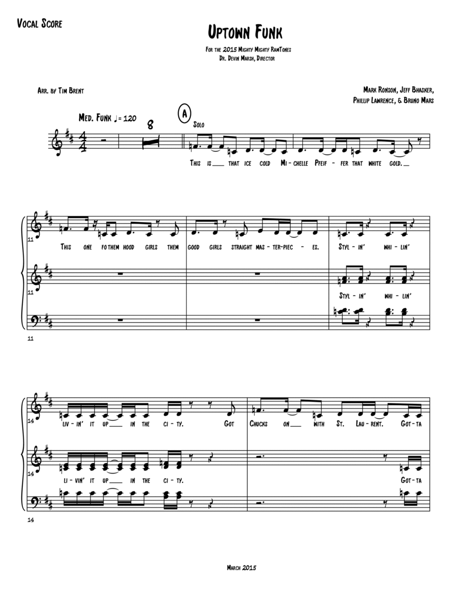 Uptown Funk 4-Part scores gallery preview page 1