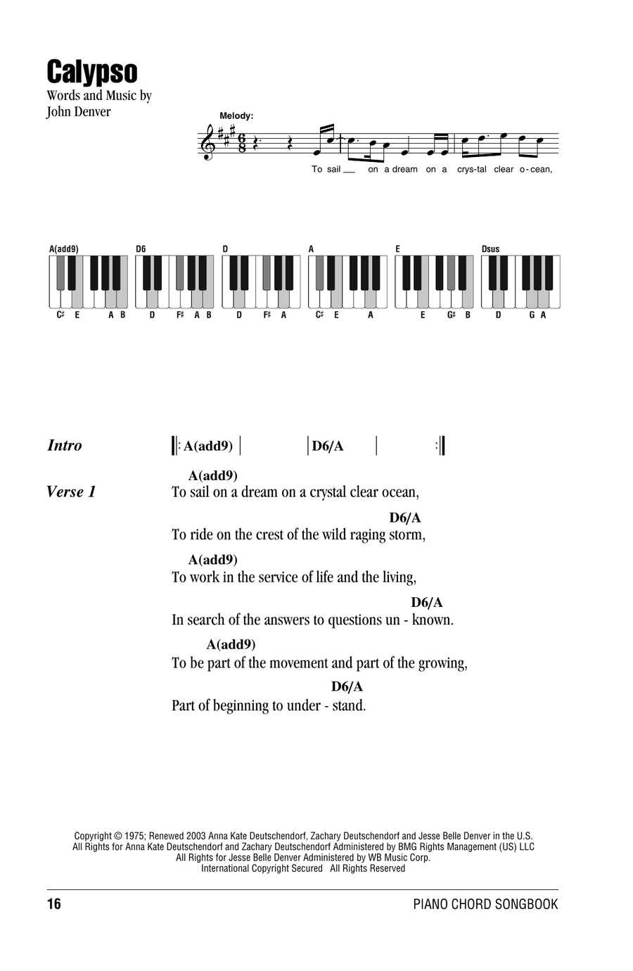 Calypso Piano scores gallery preview page 1