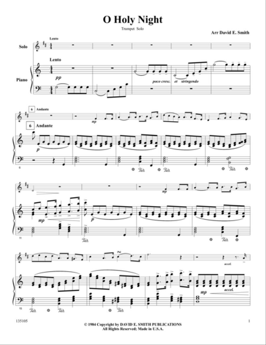 O Holy Night Trumpet Solo scores gallery preview page 1