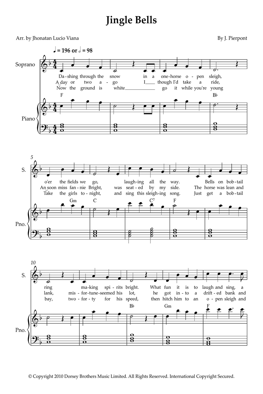 Jingle Bells Soprano Voice scores gallery preview page 1