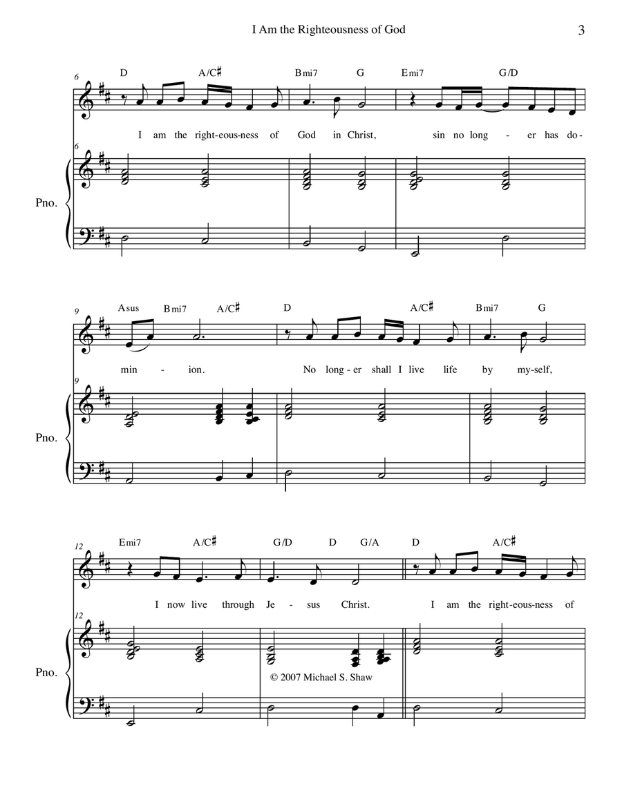 I Am the Righteousness of God in Christ Piano, Vocal scores gallery preview page 3