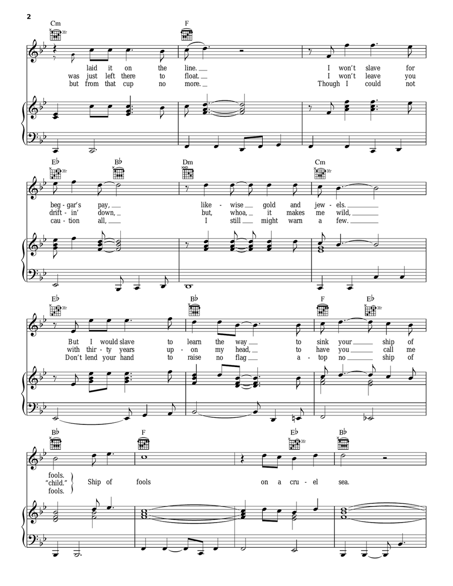 Ship Of Fools Piano, Vocal, Guitar scores gallery preview page 2