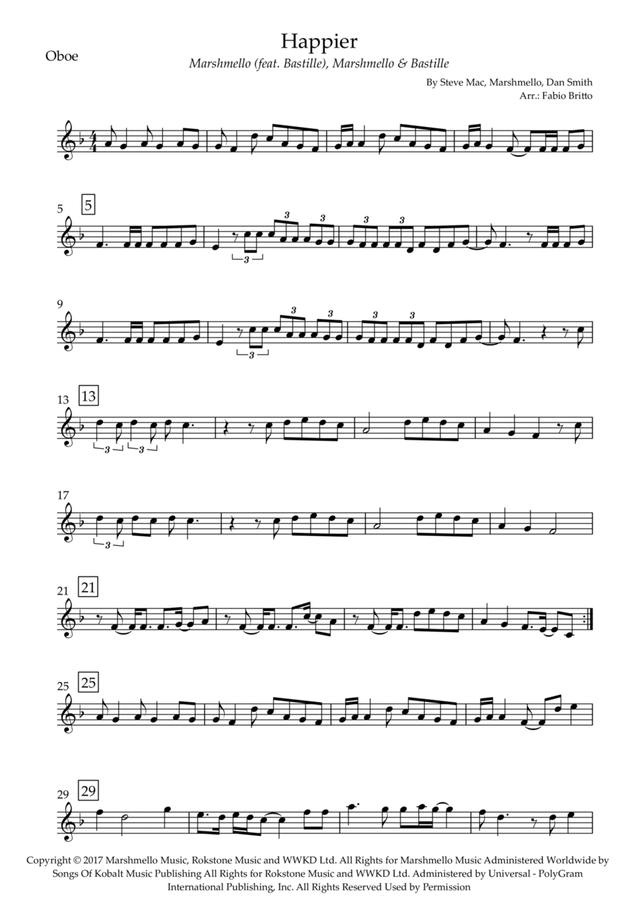 Happier Oboe Solo scores gallery preview page 1