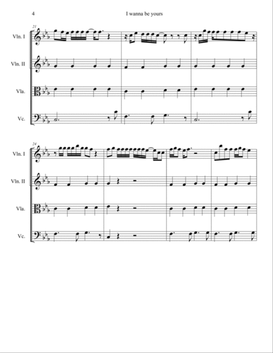 I Wanna Be Yours I Wanna Be Yours String Quartet scores gallery preview page 4