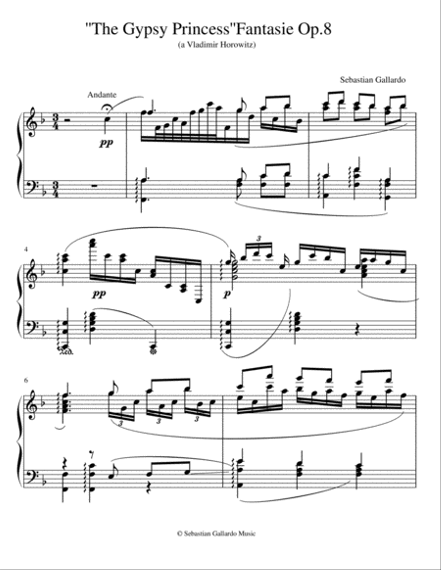 Kálmán/Gallardo - The Gipsy Princess Fantasie Piano Solo scores gallery preview page 1