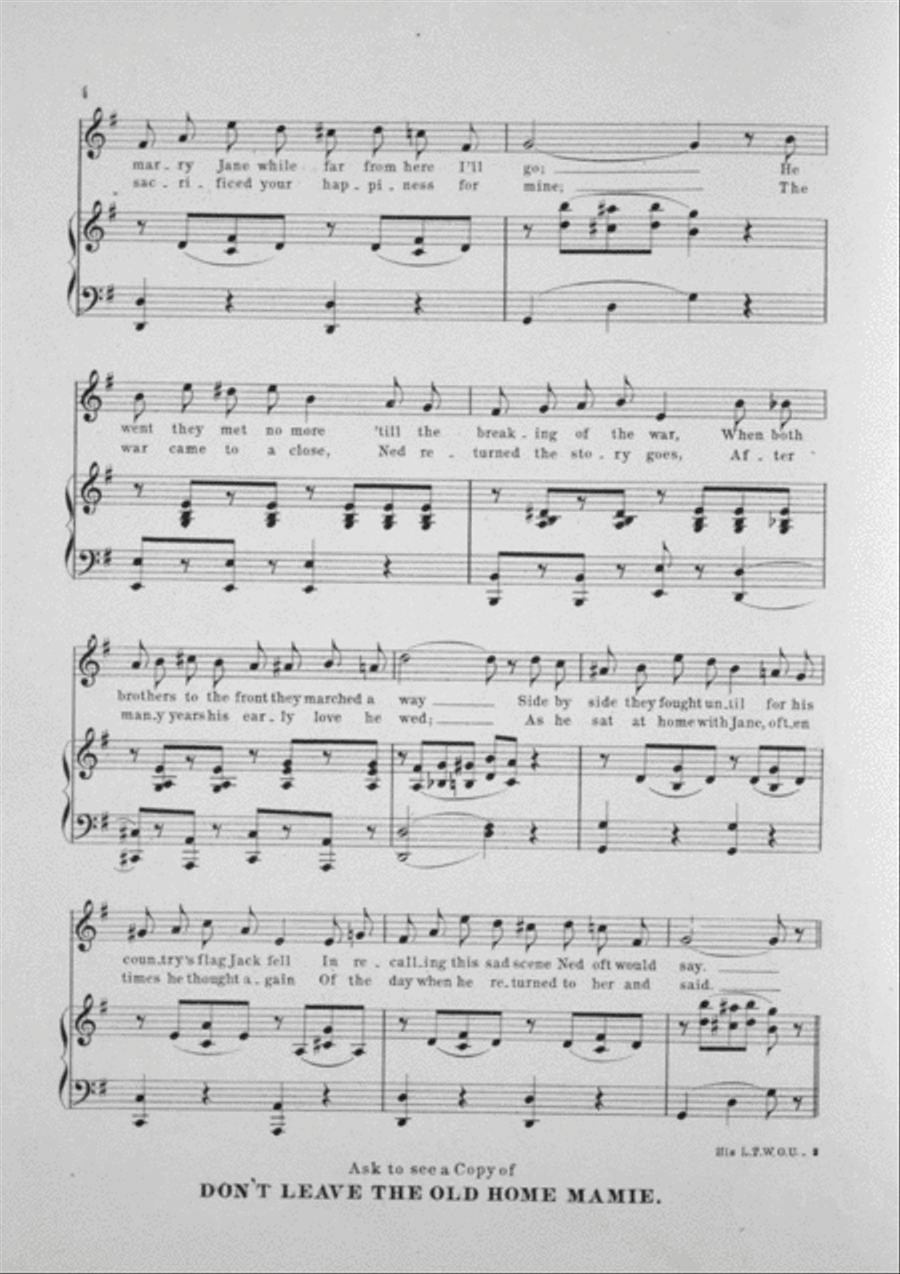 Sentiment Latest Ballad. His Last Thoughts Were of You Voice scores gallery preview page 3