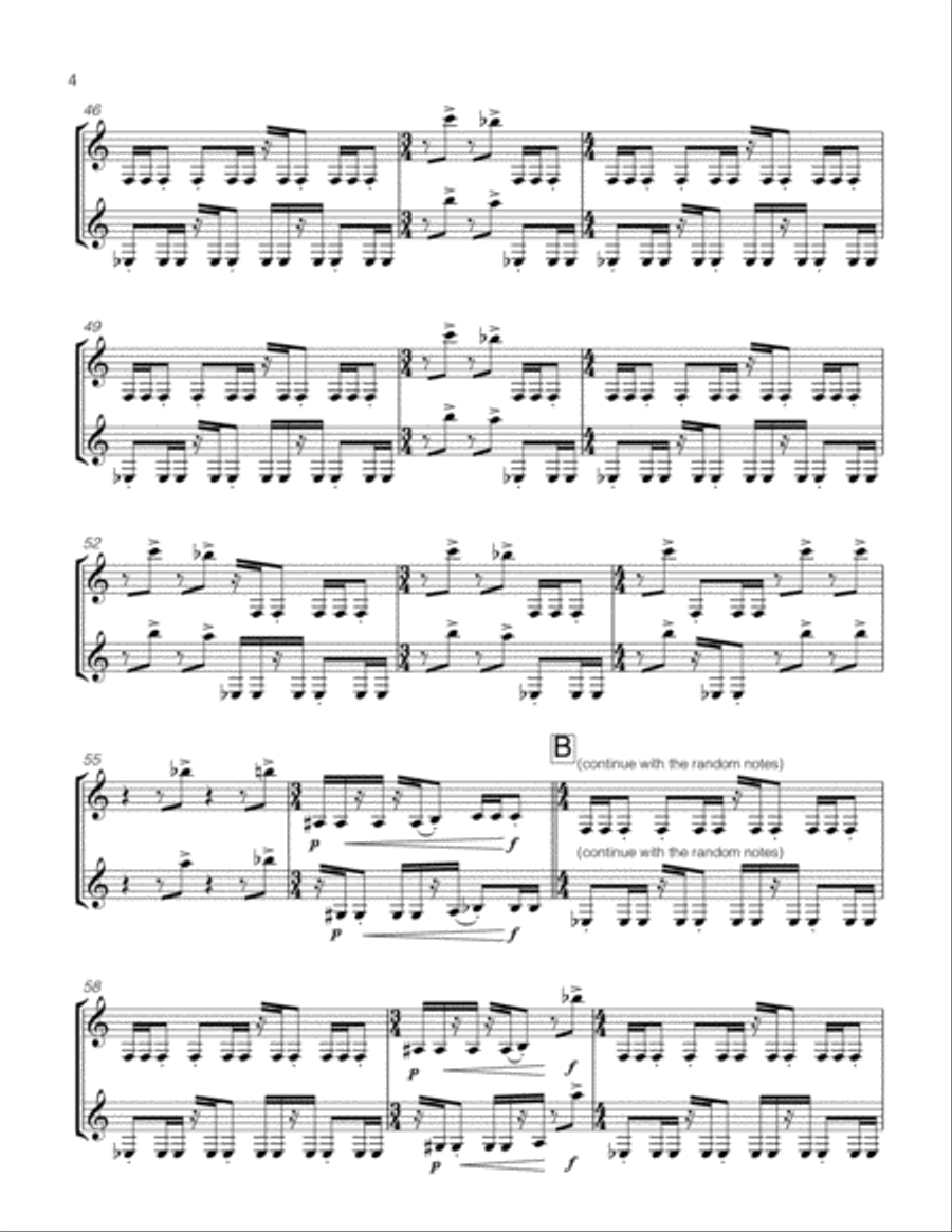 KNEE GAS (ON) for two bass clarinets Woodwind Ensemble scores gallery preview page 4
