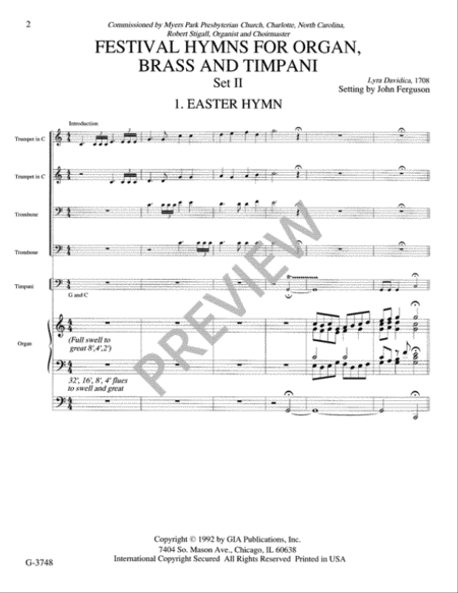 Festival Hymns for Organ, Brass, and Timpani - Volume 2, Easter Trombone scores gallery preview page 4
