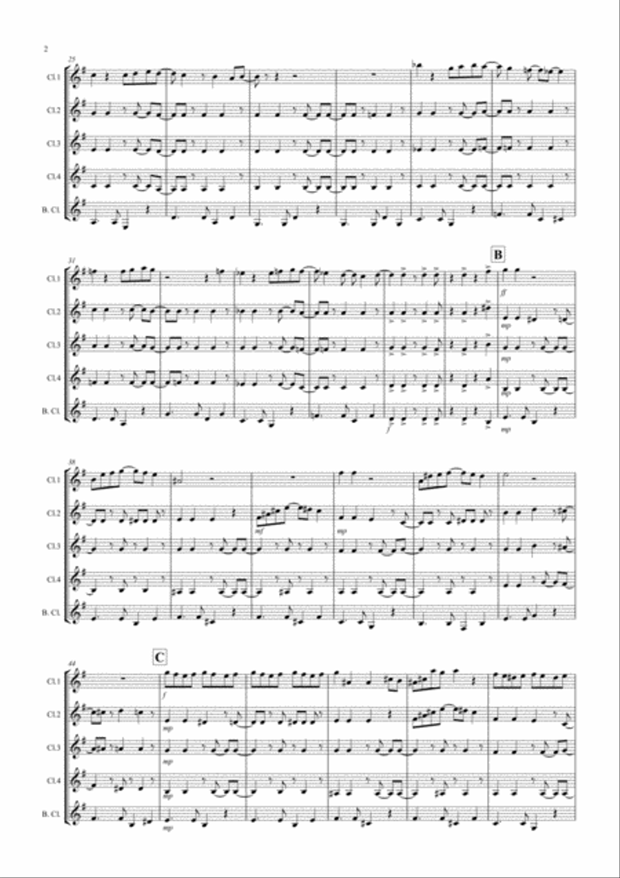 Burnie's Bossa for Clarinet Quintet Clarinet Quintet scores gallery preview page 2
