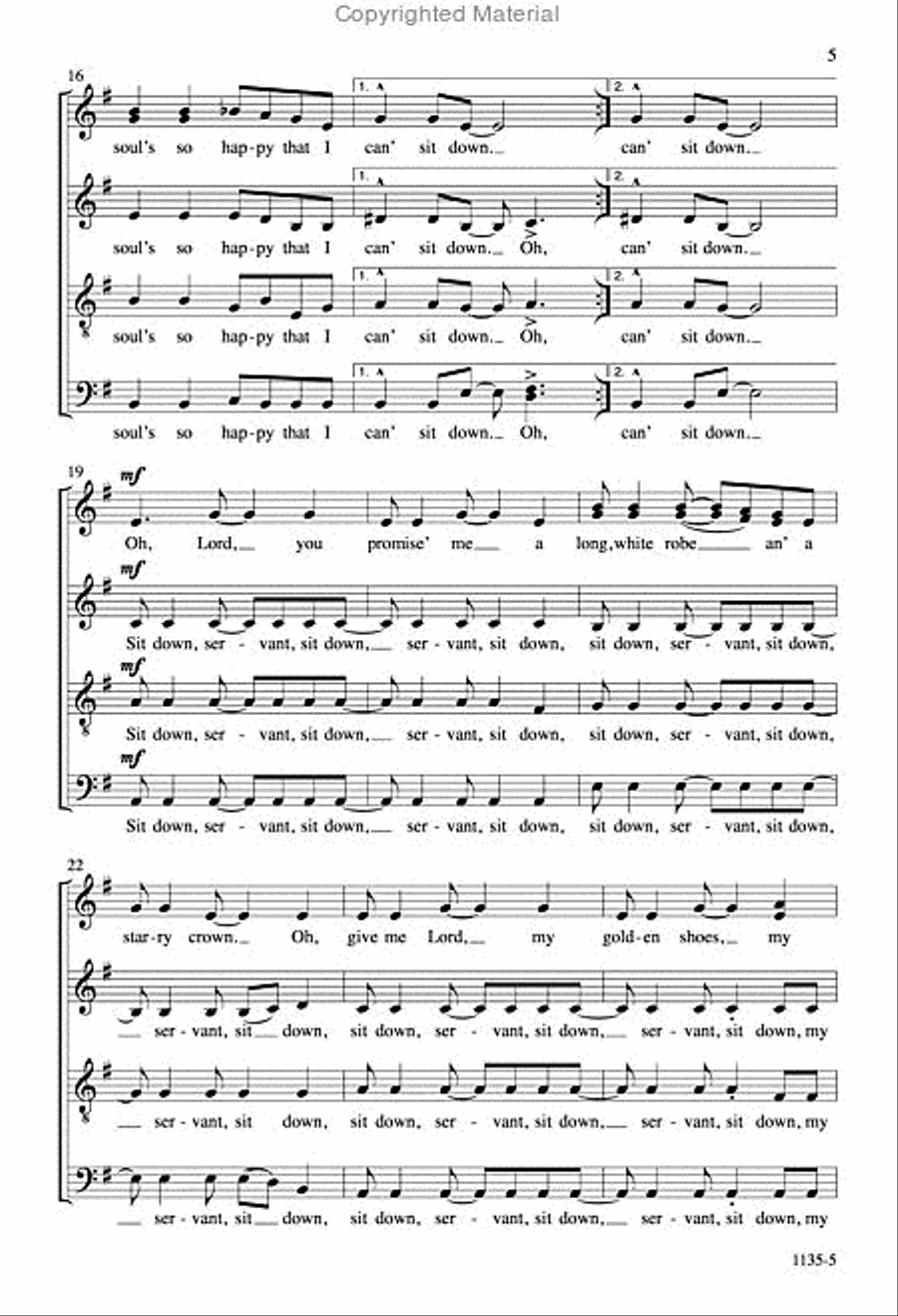 Sit Down Servant - SATB divisi Octavo image number null