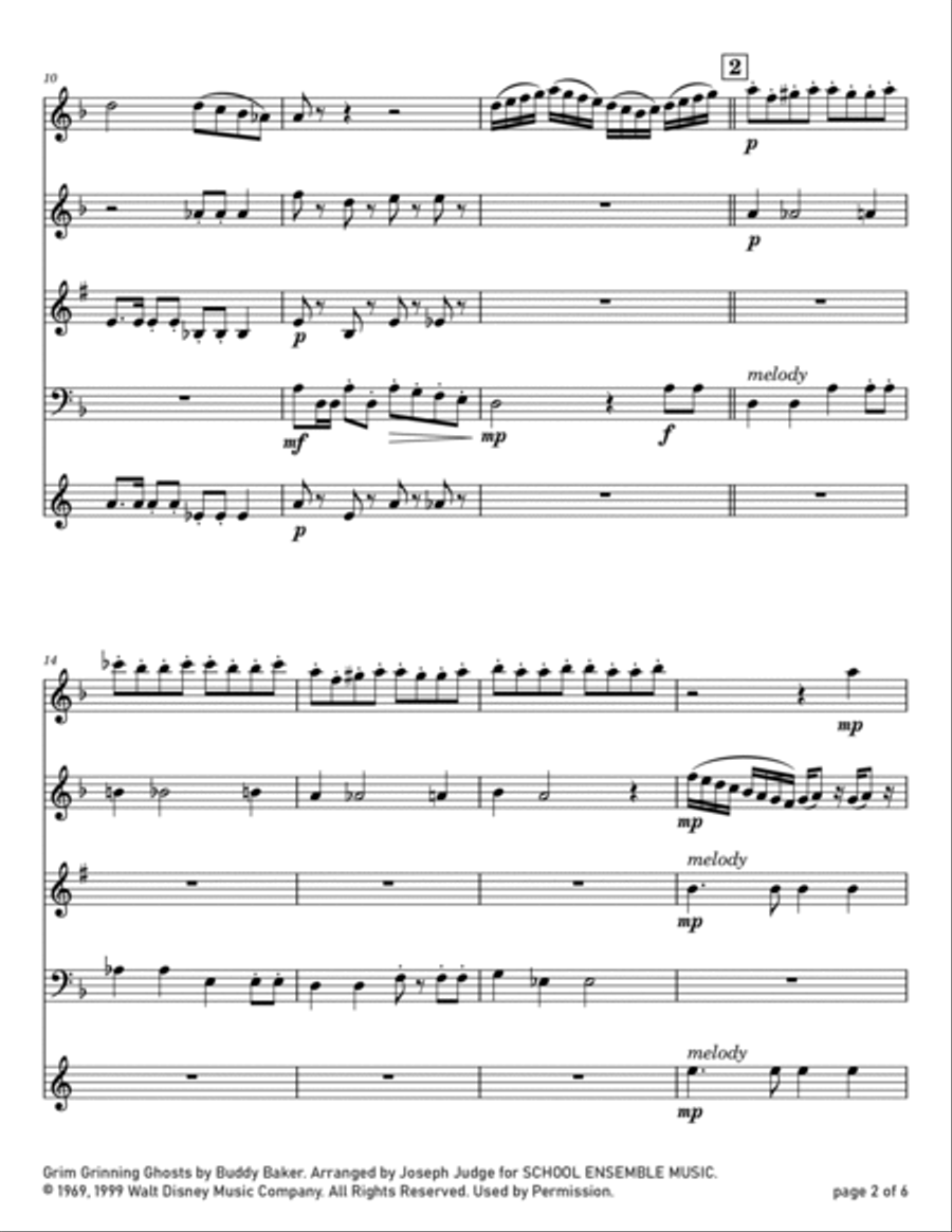 Grim Grinning Ghosts Woodwind Quartet scores gallery preview page 2