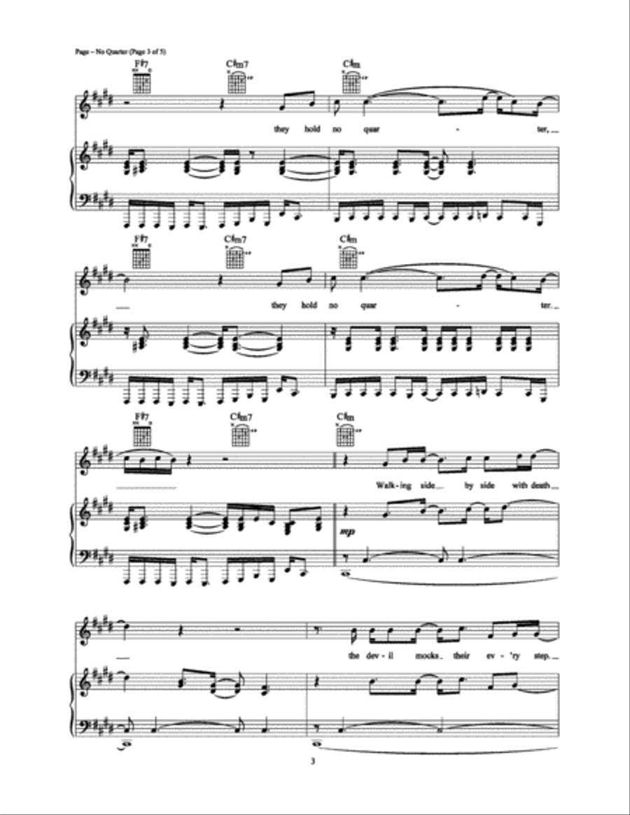 No Quarter Piano, Vocal, Guitar scores gallery preview page 3