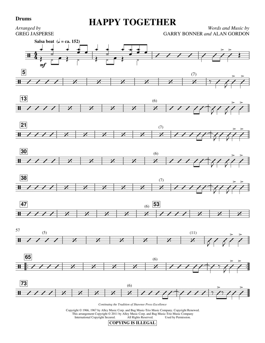 Happy Together - Drum (Opt. Set) Choir scores gallery preview page 1